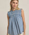 Gingham Ruffle Blouse - Blue