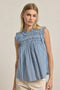 Gingham Ruffle Blouse - Blue