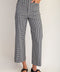 Gingham Straight Leg Cropped Pants in Black