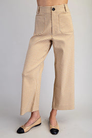 Gingham Straight Leg Cropped Pants in Yellow