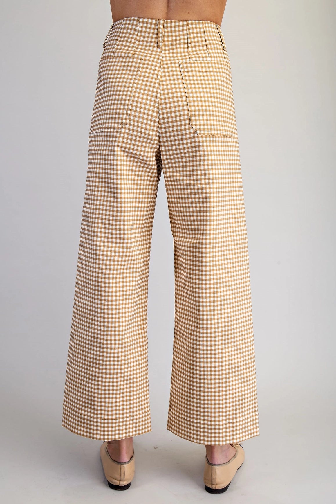 Gingham Straight Leg Cropped Pants in Yellow