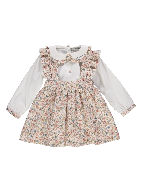 Girl Set with Blouse and Pink Floral Skirt-Set-Piccola Speranza-18M-Pink-Urbanheer