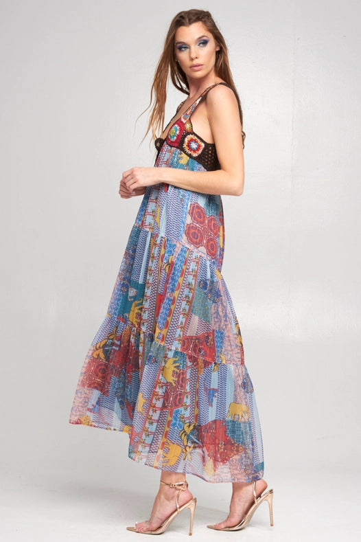 Girls Insane Maxi Dress-Dress-Aratta-M-Red Teal Combo-Urbanheer