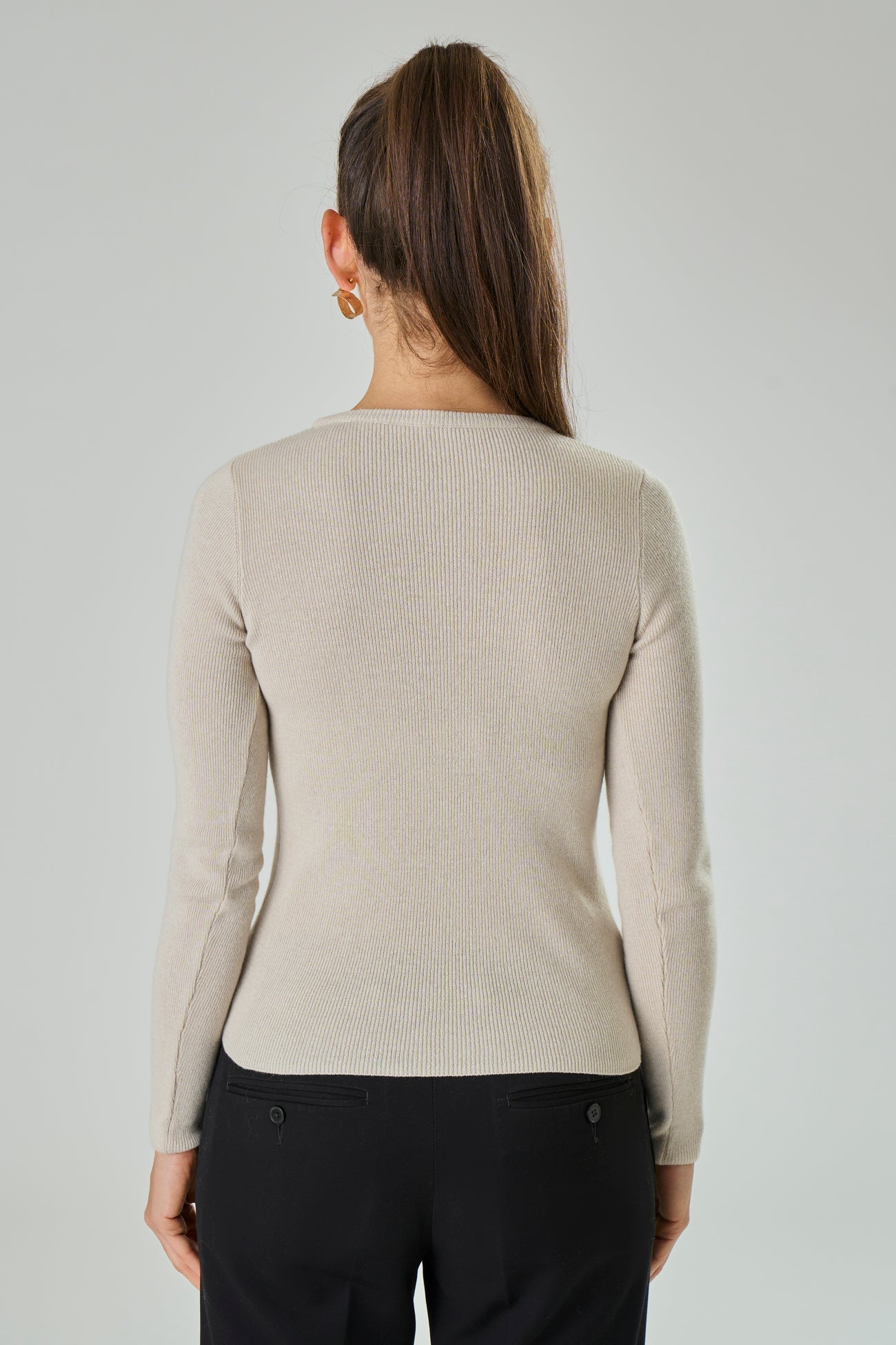 Girocollo Basico In Misto Cashmere - Aida-Maglia-Tenné-XS-BEIGE CHIARO-Urbanheer