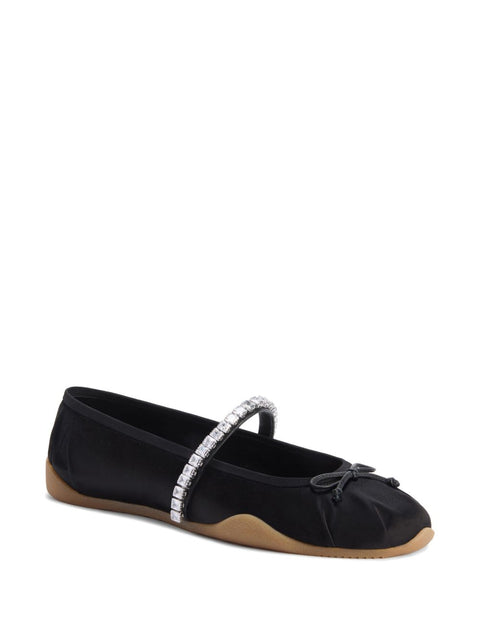 Giuseppe Zanotti Silk Satin Rhinestone Flat Shoes