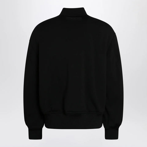 Givenchy Black leather bomber jacket with wool sleeves