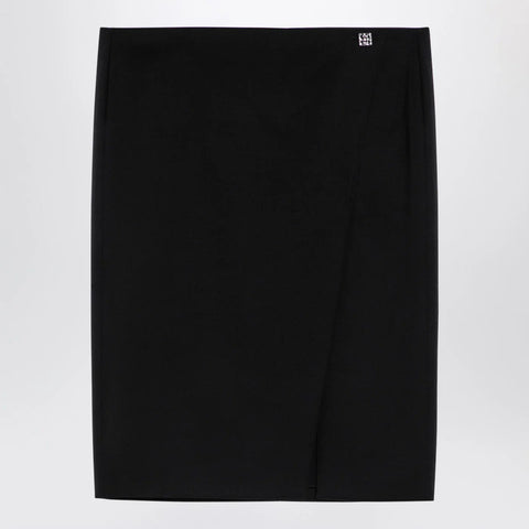 Givenchy Black wool skirt with metal button 4G