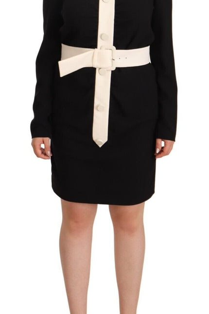 Givenchy Elegant Black Wool Mini Dress With Belt