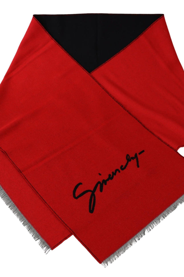 Givenchy Elegant Red Wool Blend Unisex Scarf