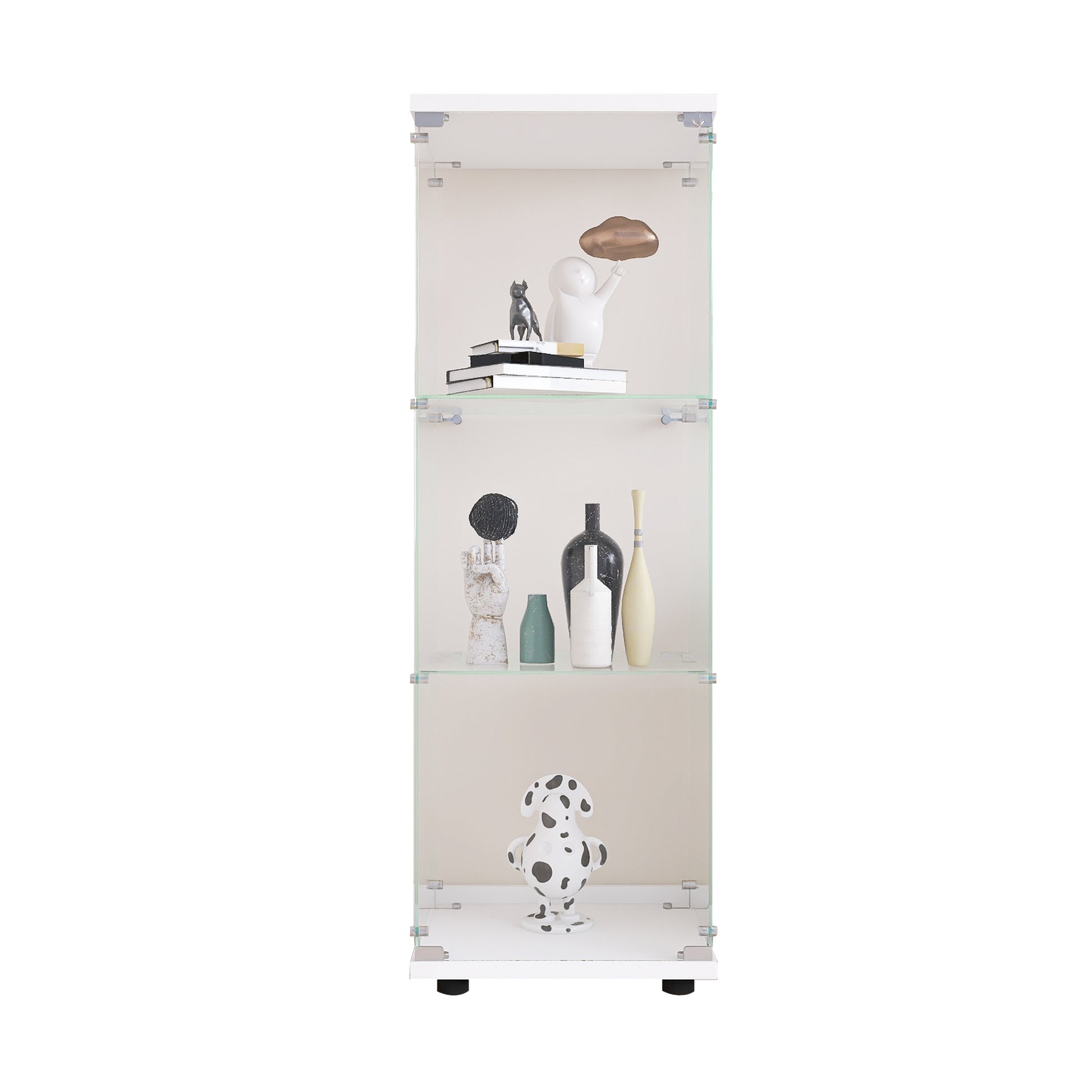 Glass Display Cabinet with 3 Shelves, One-Door Curio Cabinets for Living Room, Bedroom, Office,-UH Decor-Default-Urbanheer