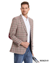Glen Plaid Sports Coat w/ Elbow Patch, Burgundy Jacket-Blazers-Suits America-XS-Burgundy-Urbanheer