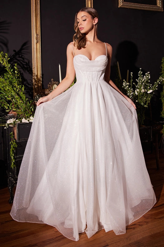 Glitter Flocked Bridal Ball Gown-Dress-Ladivine by Cinderella Divine-4-Off-White-Urbanheer