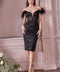Glitter Print Cocktail Dress With Feather Details-Damas/Short-Tux-USA-4-Black-Urbanheer