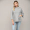 Glitter Yarn Front Pocket Detail Mock Neck Sweater Silver-Sweater-FATE-S-Silver-Urbanheer