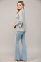Glitter Yarn Front Pocket Detail Mock Neck Sweater Silver-Sweater-FATE-S-Silver-Urbanheer