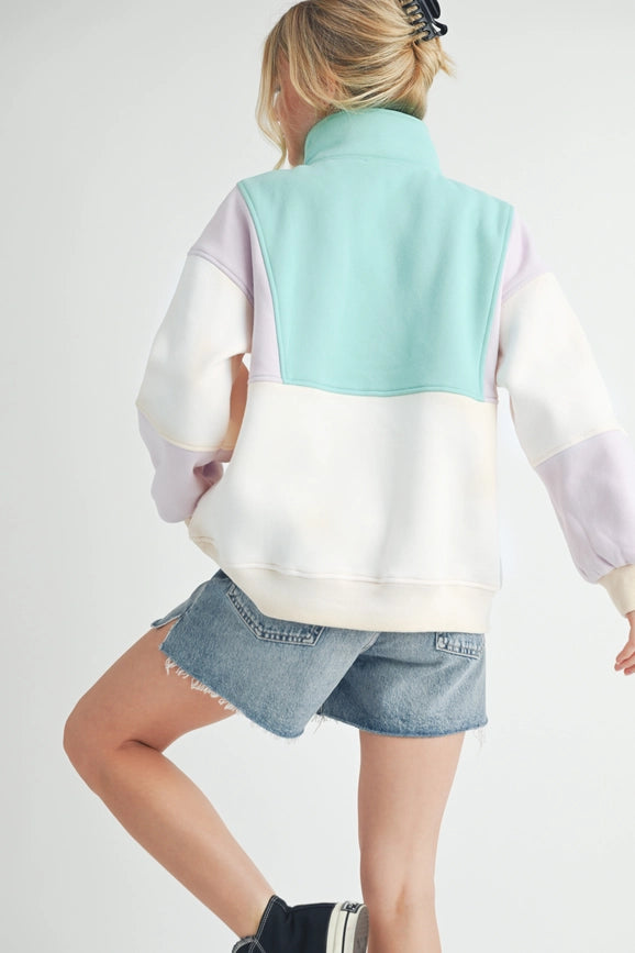 Glo Colorblock Pullover Lilac Seafoam-Pullover-AEMI + CO-S-Urbanheer