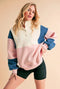 Glo Colorblock Pullover Pink Blue-Pullover-AEMI + CO-S-Urbanheer