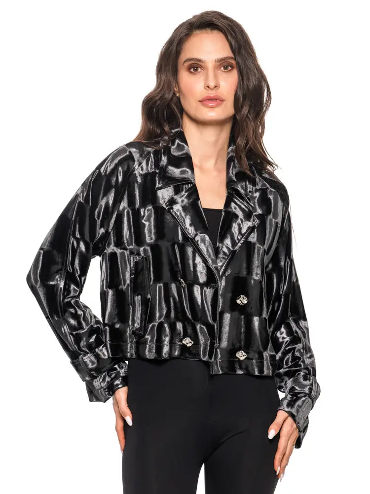 Glossy Velvet Cropped Blazer
