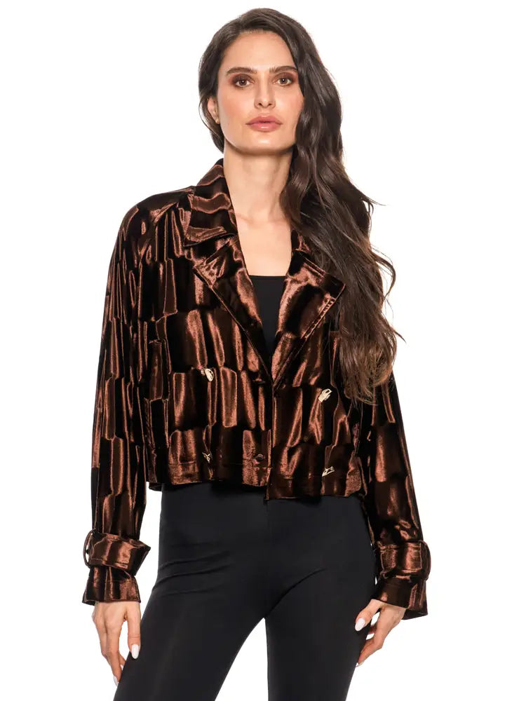 Glossy Velvet Cropped Blazer