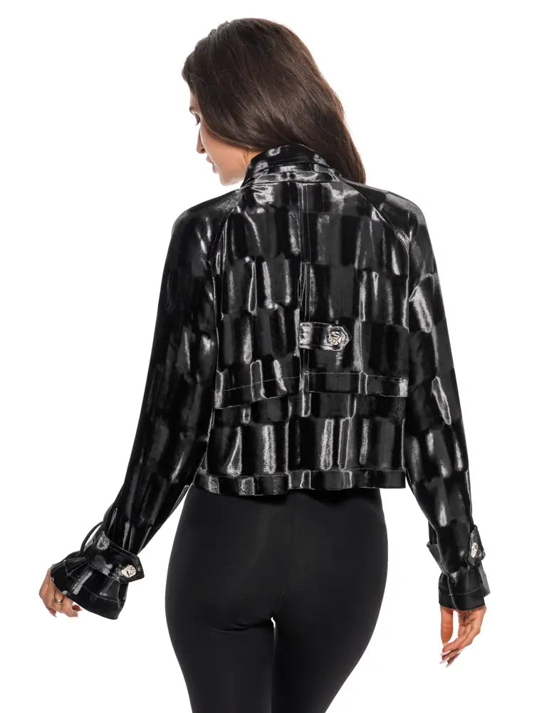 Glossy Velvet Cropped Blazer