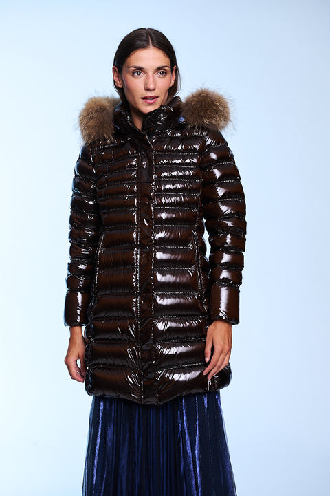 Glow Slim Fit First Class Long Down Jacket