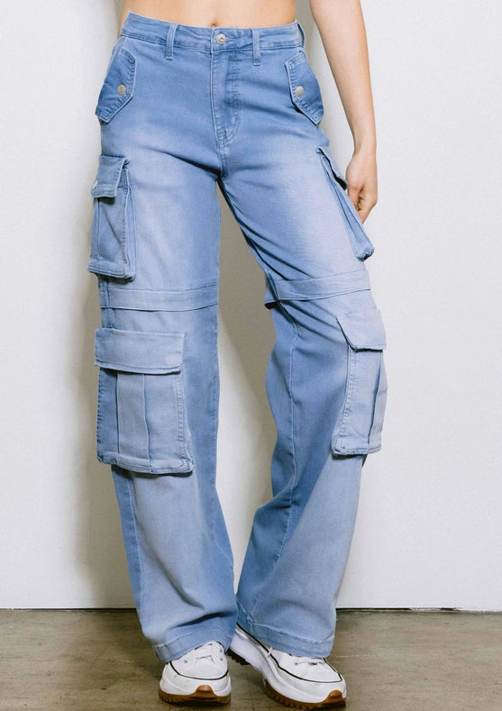 Go For Wide Cargo Jeans Light Stone
