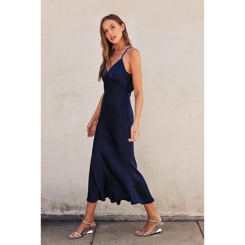 Going Out Chevron Seam Opan Back Dress DARK NAVY-Dress-Dress Forum-S-DARK NAVY-Urbanheer