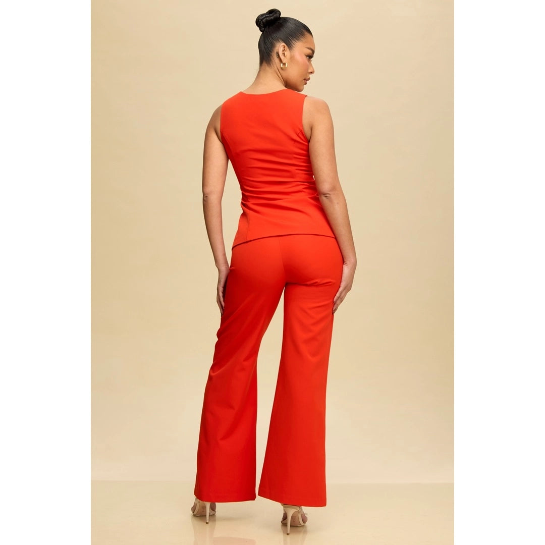 Gold Accent Jumpsuit in Red