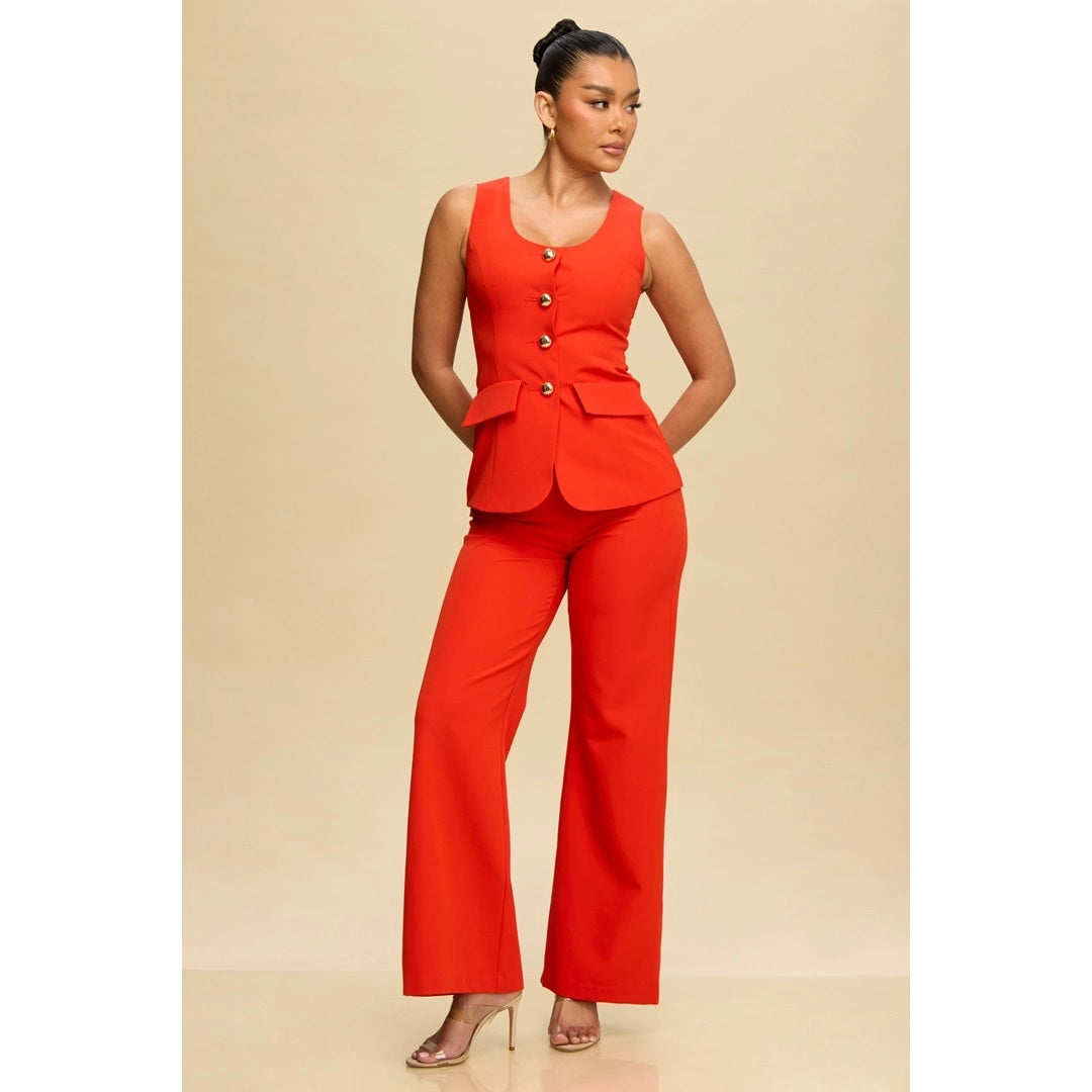 Gold Accent Jumpsuit in Red