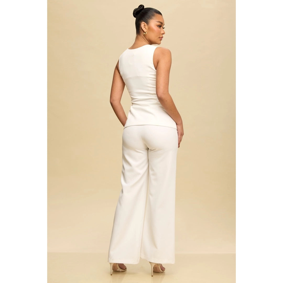 Gold Accent Jumpsuit in White