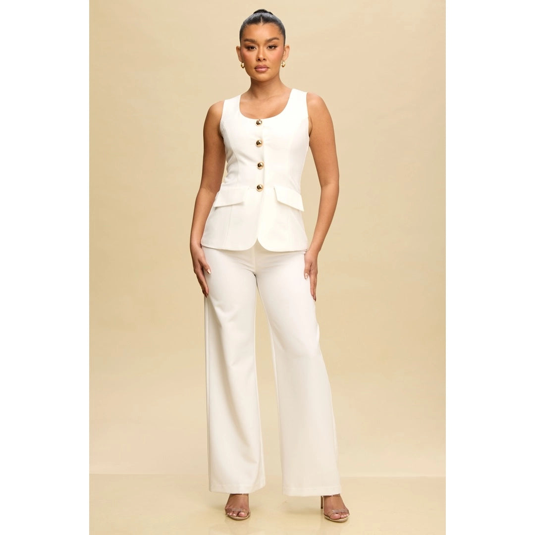 Gold Accent Jumpsuit in White