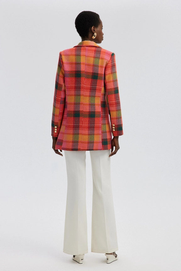 Gold Button Chequered Jacket-Jacket-Touché-36-Fuchsia-Urbanheer