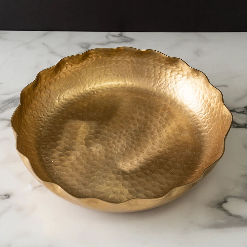 Gold Ham Round Bowl-Bowl-India Handicrafts Inc-15 in (38.1 cm)-Urbanheer