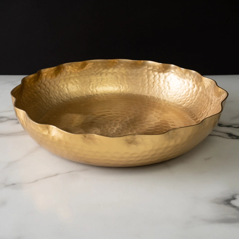 Gold Ham Round Bowl-Bowl-India Handicrafts Inc-15 in (38.1 cm)-Urbanheer