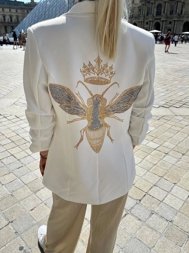 Gold Queen Bee Blazer - White-Blazer-Moving Forward Designs-S-Urbanheer
