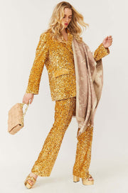 Gold Sequin Flared Trousers-Bottoms-Buy Me Fur Ltd-S-M-Gold-Velvet-Urbanheer