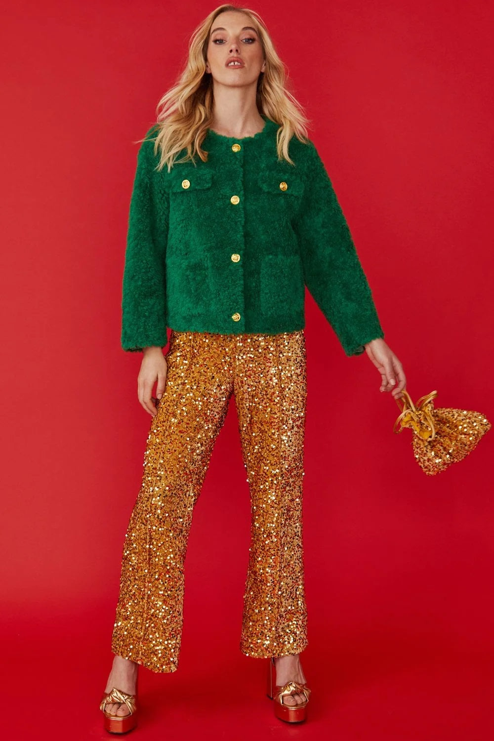 Gold Sequin Flared Trousers-Bottoms-Buy Me Fur Ltd-S-M-Gold-Velvet-Urbanheer