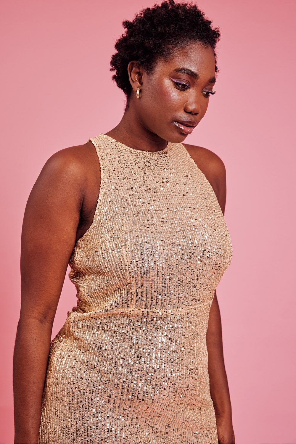 Gold Sequin Lightweight Curve Size Maxi Sheath Dress-Sheath Dresses-Buy Me Fur Ltd-Gold-Curve-Bamboo - Elastane - Viscose Blend-Urbanheer