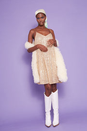 Gold Sequin Lightweight Mini Swing Dress-Swing Dresses-Buy Me Fur Ltd-Gold-S/M-Bamboo - Elastane - Viscose Blend-Urbanheer