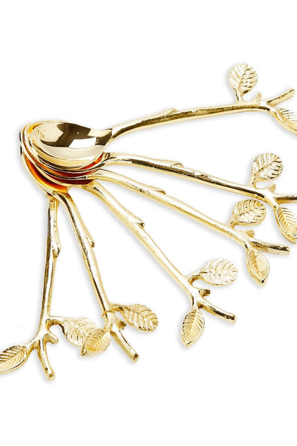 Gold Swan Dessert Spoon Holder With 6 Spoons