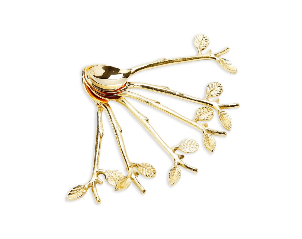 Gold Swan Dessert Spoon Holder With 6 Spoons-Holder-CLASSIC TOUCH DECOR INC.-6"W x 8"H spoons - 5"L-Urbanheer