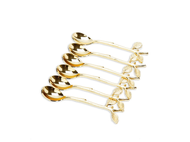 Gold Swan Dessert Spoon Holder with 6 Spoons