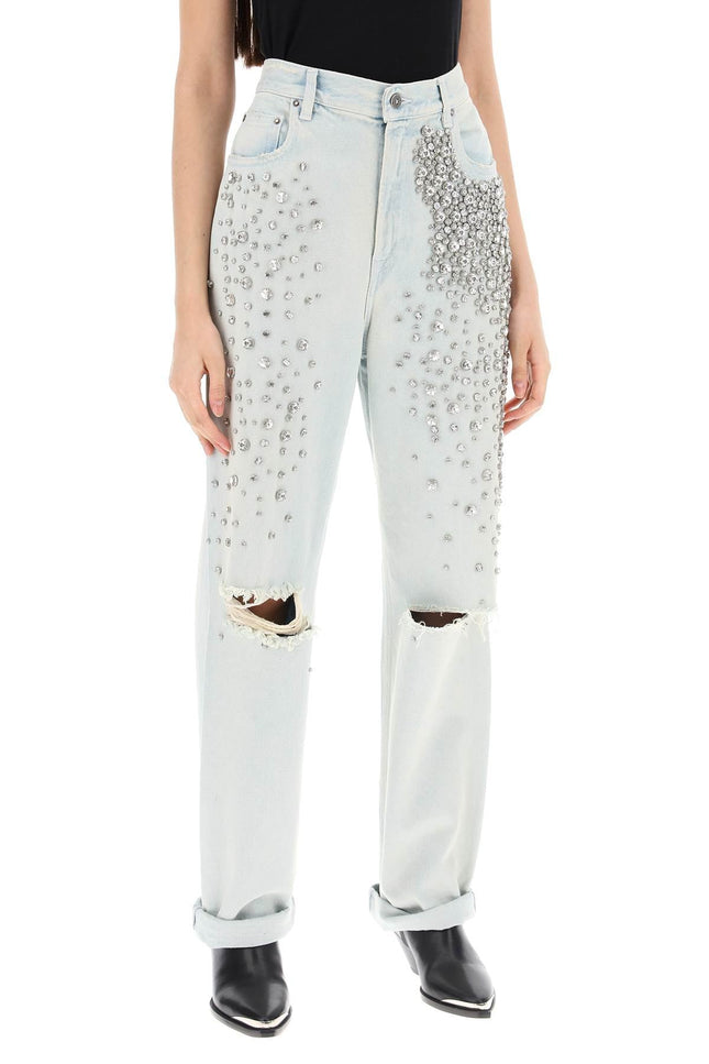 Golden Goose Bleached Jeans With Crystals-women > clothing > jeans-Golden Goose-Urbanheer