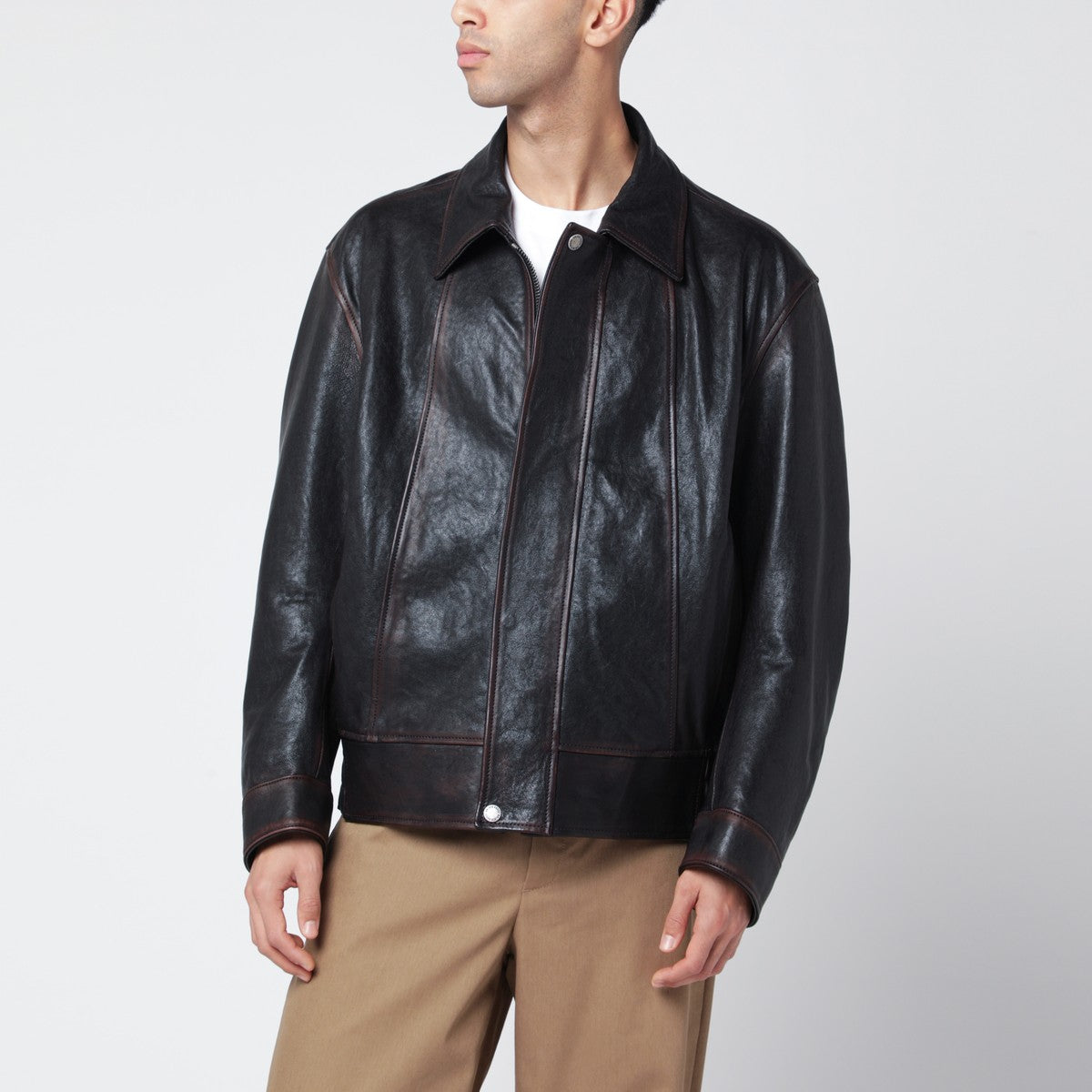 Golden Goose Burgundy bomber jacket in nappa leather