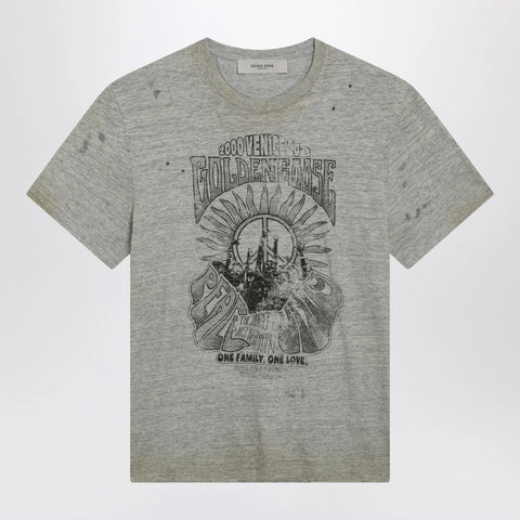 Golden Goose Grey vintage-effect T-shirt with print
