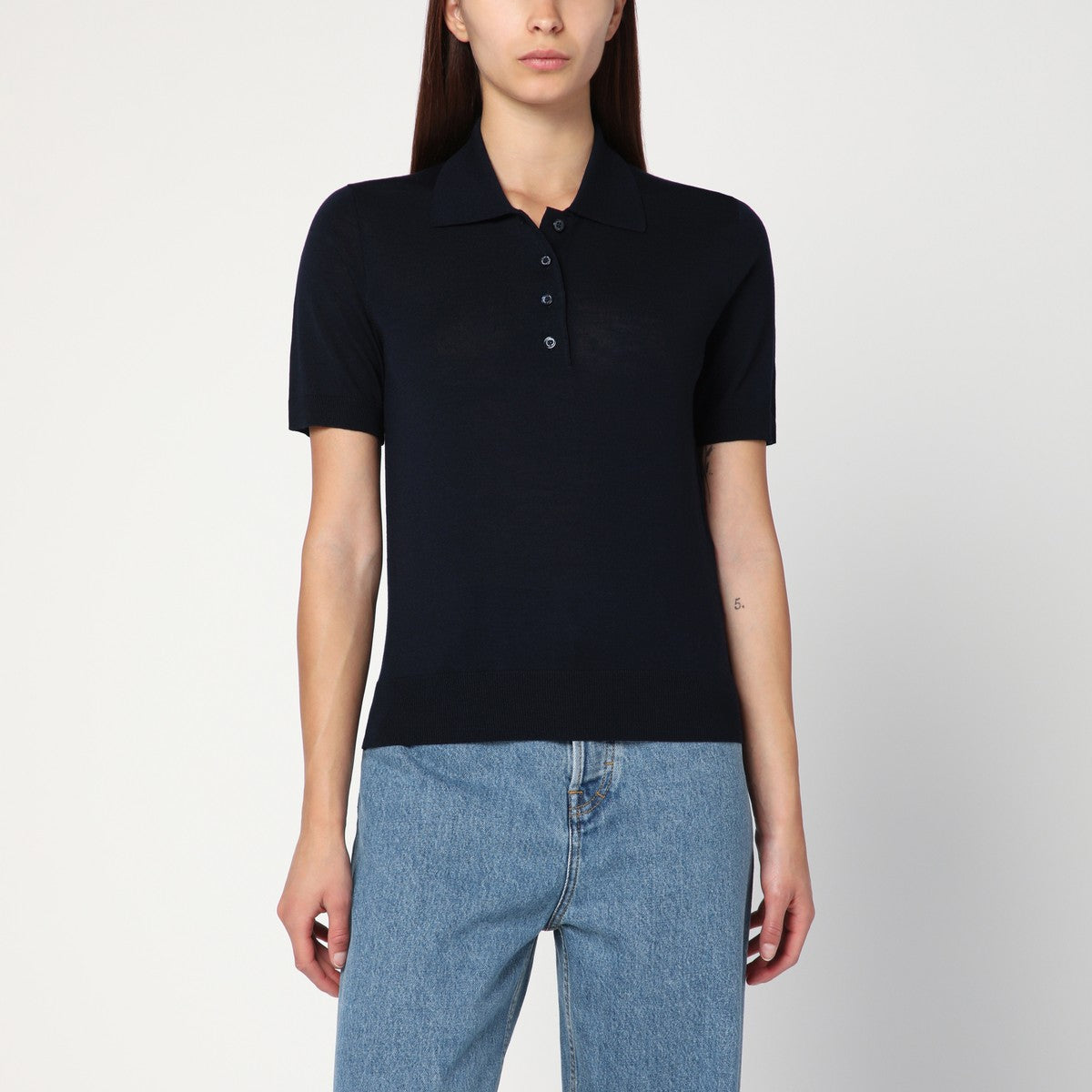 Golden Goose Navy blue polo in virgin wool