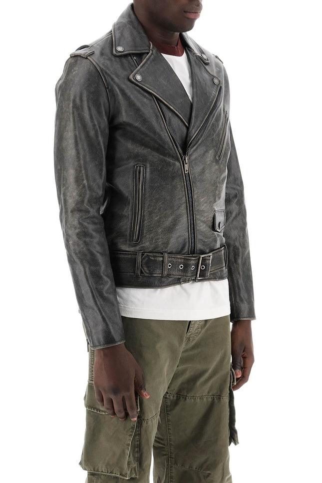 Golden goose vintage-effect leather biker jacket-men > clothing > outerwear > leather coats-Golden Goose-Urbanheer