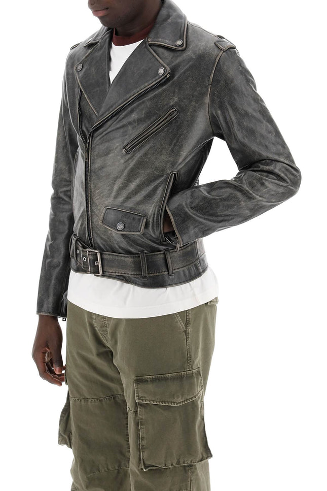Golden goose vintage-effect leather biker jacket-men > clothing > outerwear > leather coats-Golden Goose-Urbanheer