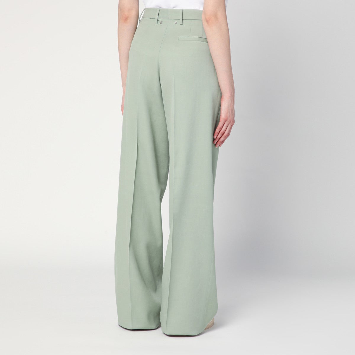 Golden Goose Wide-leg light green wool trousers