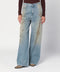Golden Goose Wide light blue jeans, sand-wash distressed effect